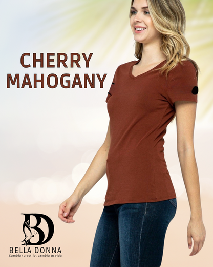 Camiseta básica de mujer con escote en V.