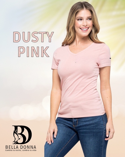 Camiseta básica de mujer con escote en V.