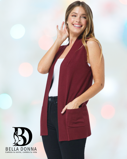 Open Front Vest Cardigan