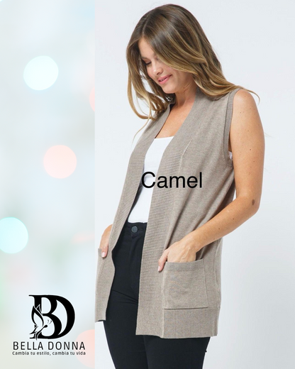 Open Front Vest Cardigan