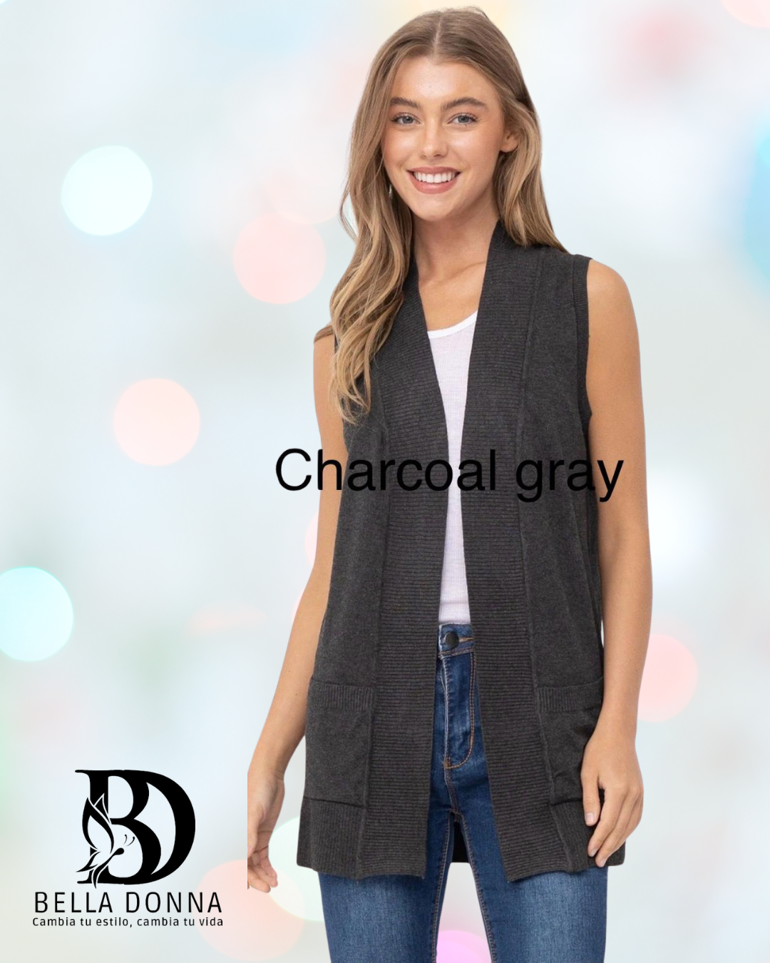 Open Front Vest Cardigan
