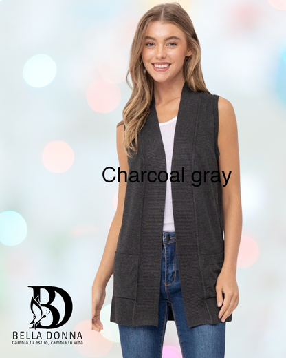 Open Front Vest Cardigan