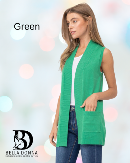 Open Front Vest Cardigan