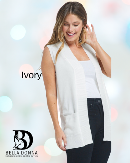 Open Front Vest Cardigan
