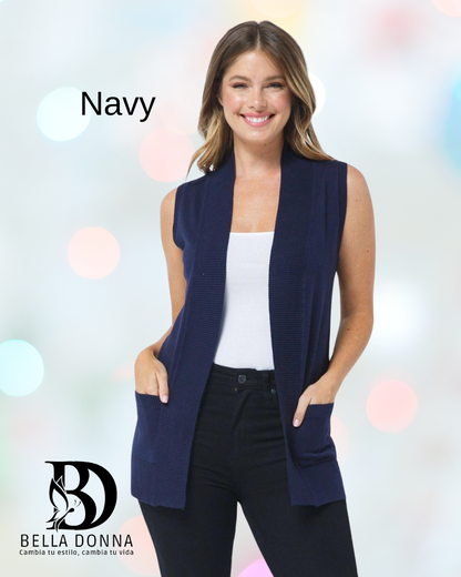 Open Front Vest Cardigan
