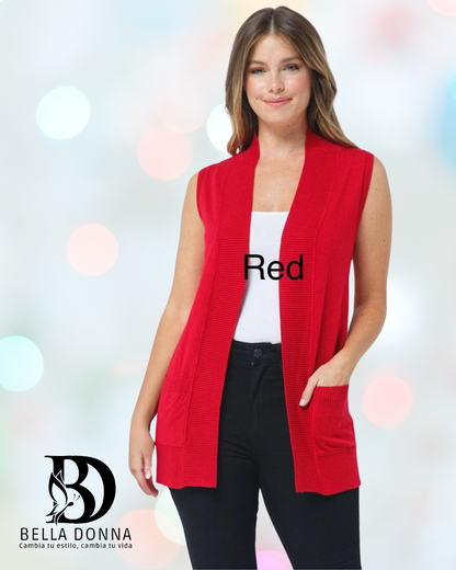 Open Front Vest Cardigan