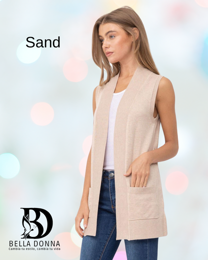 Open Front Vest Cardigan